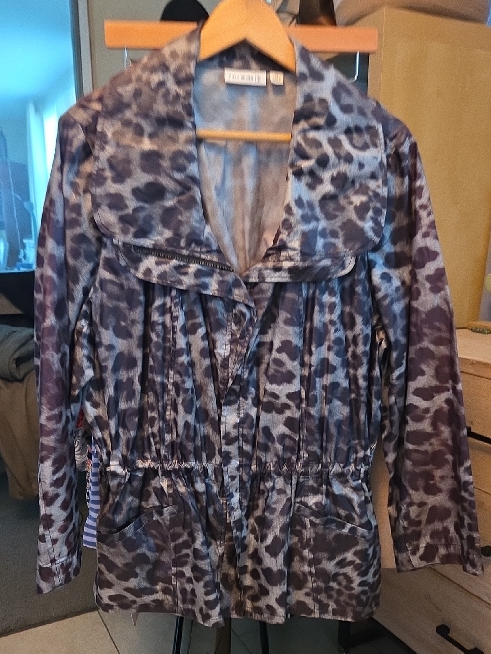 Susan Graver Gray Leopard-Print Utility Jacket